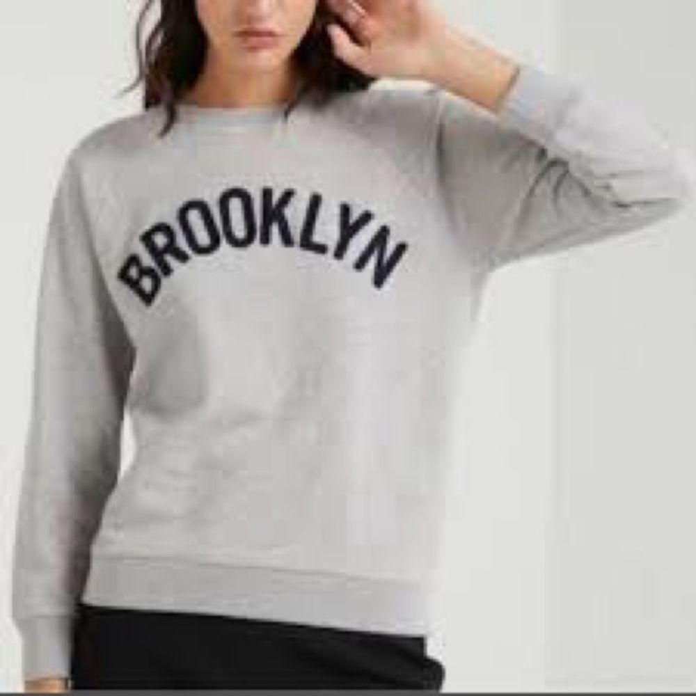 J. Crew Gray Brooklyn Embroidered Raglan Pullover Sweatshirt Size M